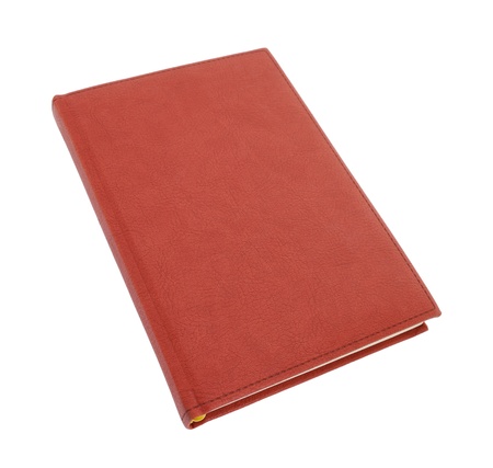Brown leather notebook isolated on white background の写真素材
