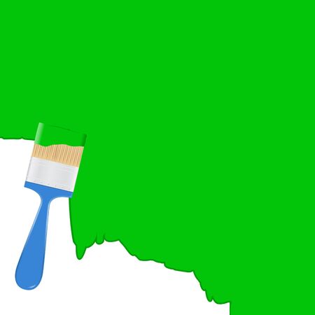 Vector green background with blue paintbrush のイラスト素材