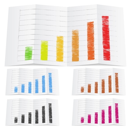 Hand drawn bar graph on a folded paperのイラスト素材