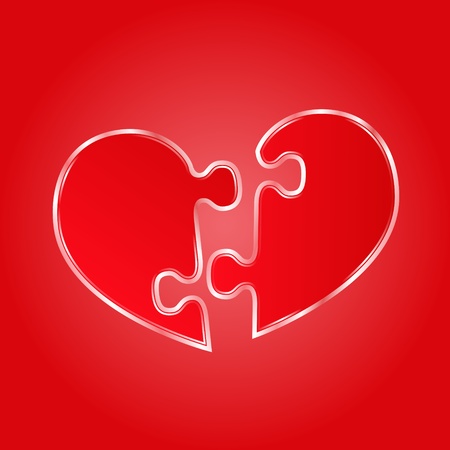 Red heart made of puzzle piecesのイラスト素材