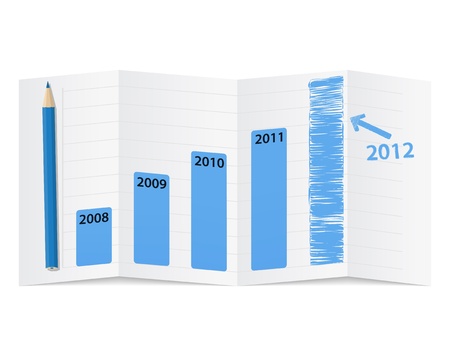 Bar graph on a folded paper, vector illustrationのイラスト素材