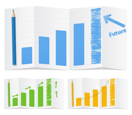 Vector bar graph with arrows, vector illustrationのイラスト素材