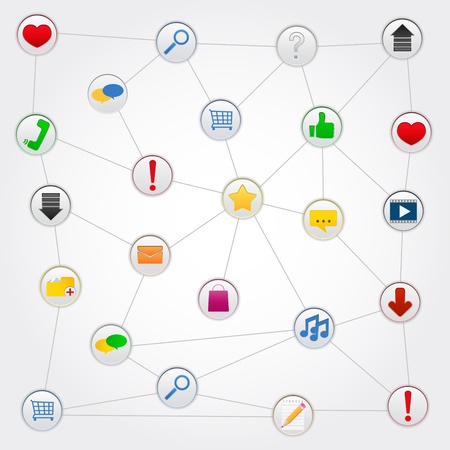 Concept of social network with icons, vector illustrationのイラスト素材