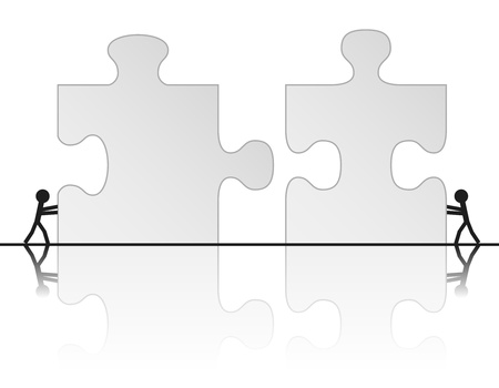Team building a puzzle, vector illustrationのイラスト素材