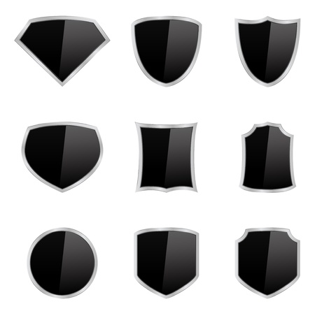 Vector black shieldsのイラスト素材