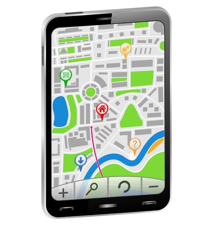 GPS Navigator in Smartphone, vector illustrationのイラスト素材