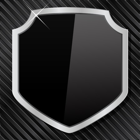 Shield on a black striped metal backgroundのイラスト素材