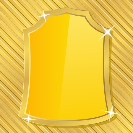 Golden shield on a striped backgroundのイラスト素材