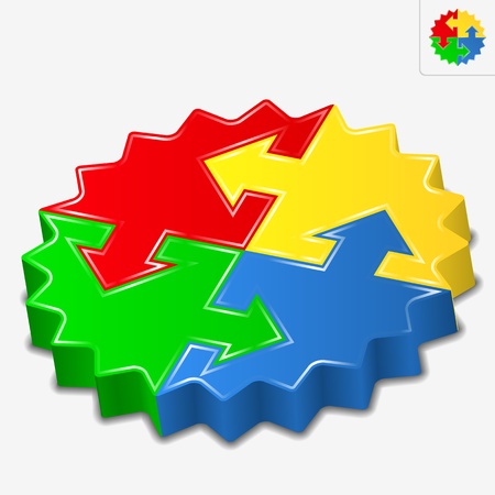 3D puzzle pieces with arrowsのイラスト素材