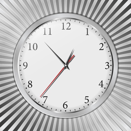 gray wall clock on a metal background のイラスト素材