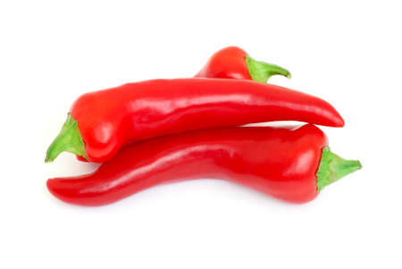 Red Hot Peppers isolated on white backgroundの写真素材