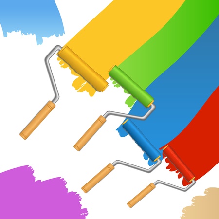 Rollers and paint strokesのイラスト素材