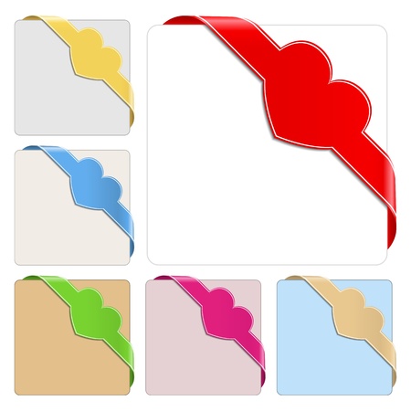 Corner ribbons with heartのイラスト素材