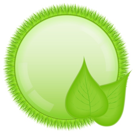 Circle with green grass and leavesのイラスト素材