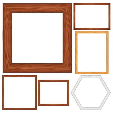 Vector wooden frames on white backgroundのイラスト素材