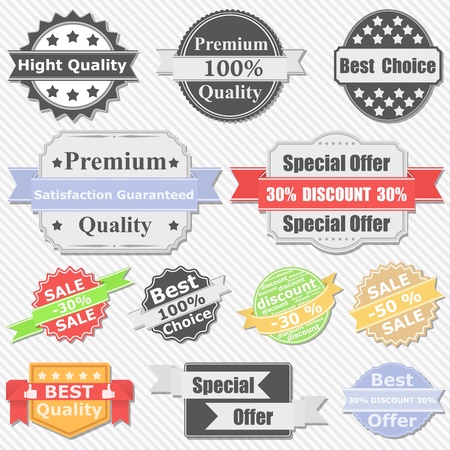 Set of Premium Quality and Sale labelsのイラスト素材