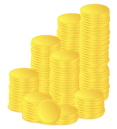 golden coins on white backgroundのイラスト素材