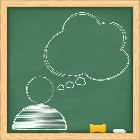 Symbol of human with speech bubble on blackboardのイラスト素材
