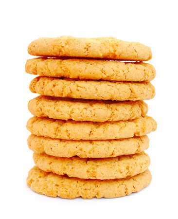 Stacl of cookies isolated on white backgroundの写真素材