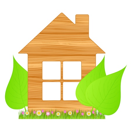 Symbol of ecological wooden houseのイラスト素材