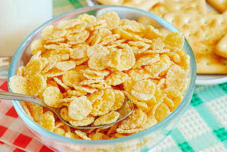 Breakfast with cornflakesの写真素材