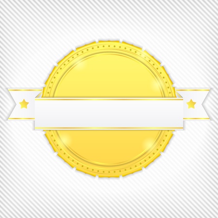 Golden circle with ribbon on striped backgroundのイラスト素材