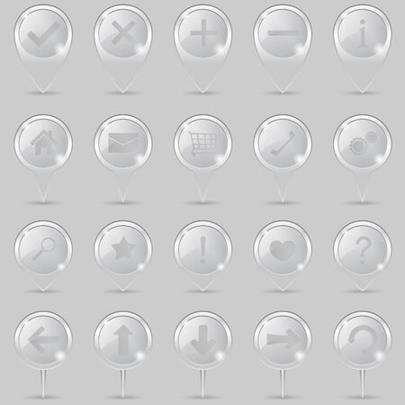 Glass map maprkers with iconsのイラスト素材