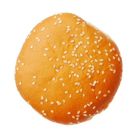 Bun with sesame isolated on white background, top viewの写真素材