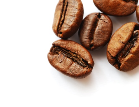 Coffee beans isolated on white backgroundの写真素材