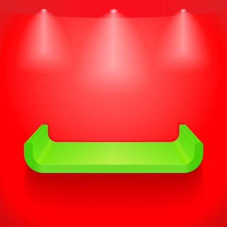 Green shelf on red wallのイラスト素材