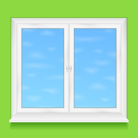 Window in green wallのイラスト素材