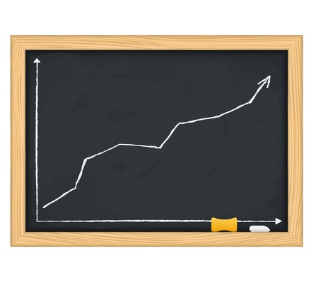 Blackboard with hand drawn growing arrowのイラスト素材