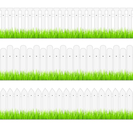 White fences with grassのイラスト素材