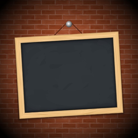 Blackboard on brick wall, vector eps10 illustrationのイラスト素材