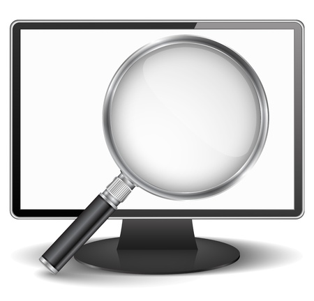 Computer monitor with transparent magnifying glassのイラスト素材