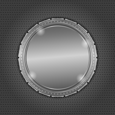 Round metal board on dark backgroundのイラスト素材