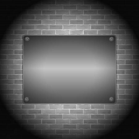 Metal board on brick wallのイラスト素材