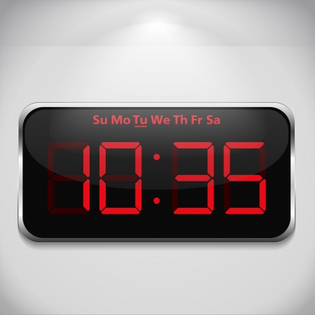 Digital clock on gray wallのイラスト素材