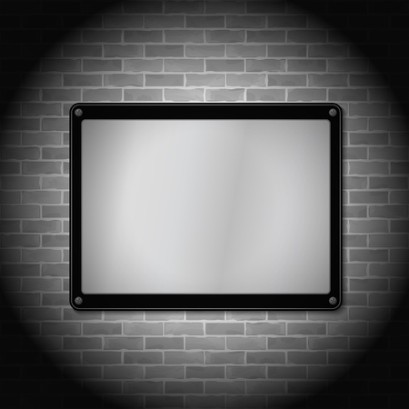 Metal frame on brick wallのイラスト素材