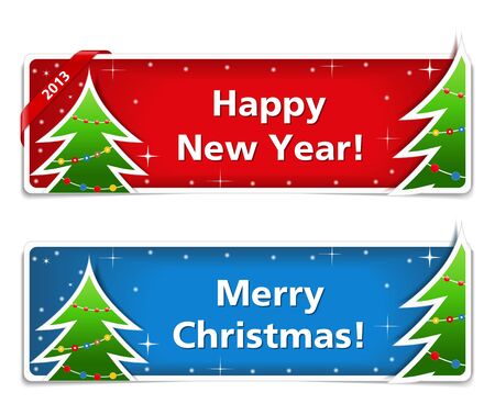 New year and Christmas bannersのイラスト素材