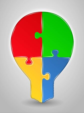 Bulb made of puzzle pieces, idea conceptのイラスト素材