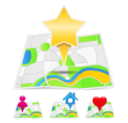 Abstract maps with map markersのイラスト素材