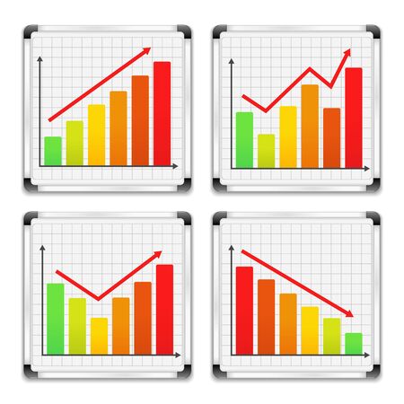 Bar graphs on whiteboardsのイラスト素材