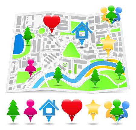 Map with Map Markersのイラスト素材