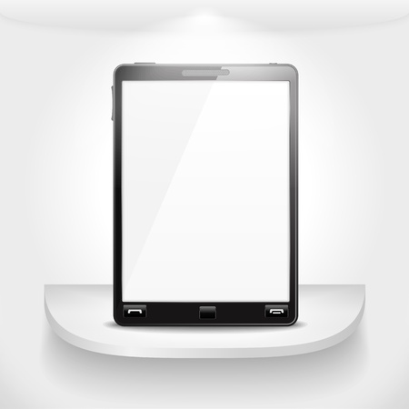 Mobile phone standing on a shelfのイラスト素材