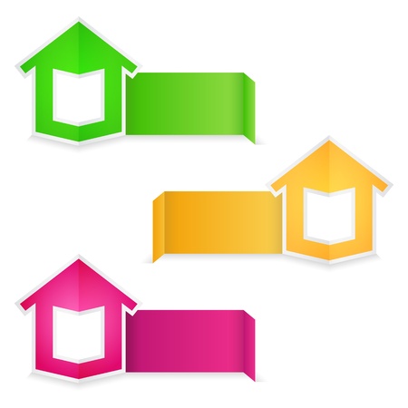 Origami banners with a houseのイラスト素材