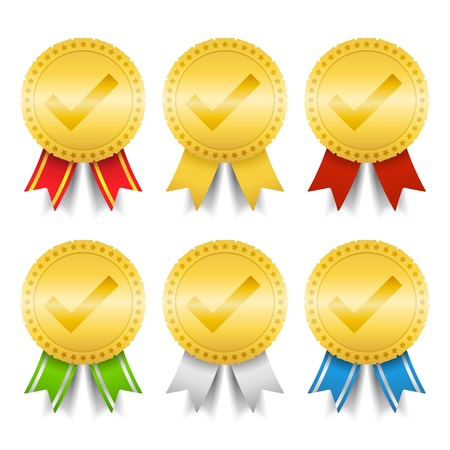 Golden medals with check markのイラスト素材