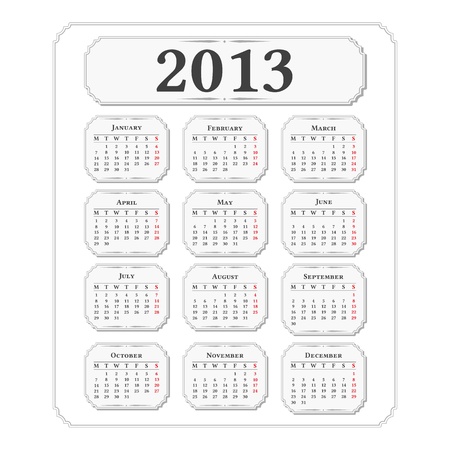 Vertical 2013 calendar, vintage styleのイラスト素材