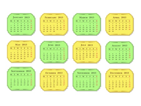 Horizontal 2013 calendar, vintage styleのイラスト素材