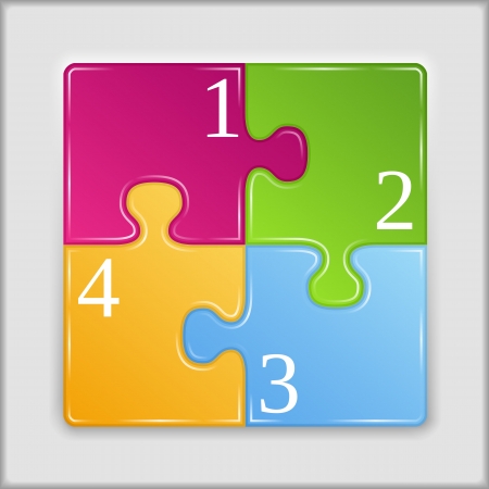 Square made of puzzle pieces with numbersのイラスト素材